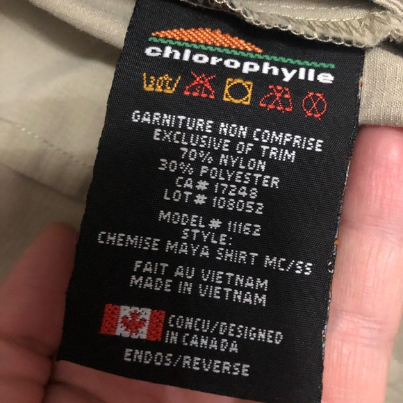 Chlorophylle short sleeve button down shirt. Beige size small - Picture 5 of 6